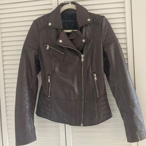 Bod & Christensen Brown Leather Moto Jacket Women’s Medium  NEW